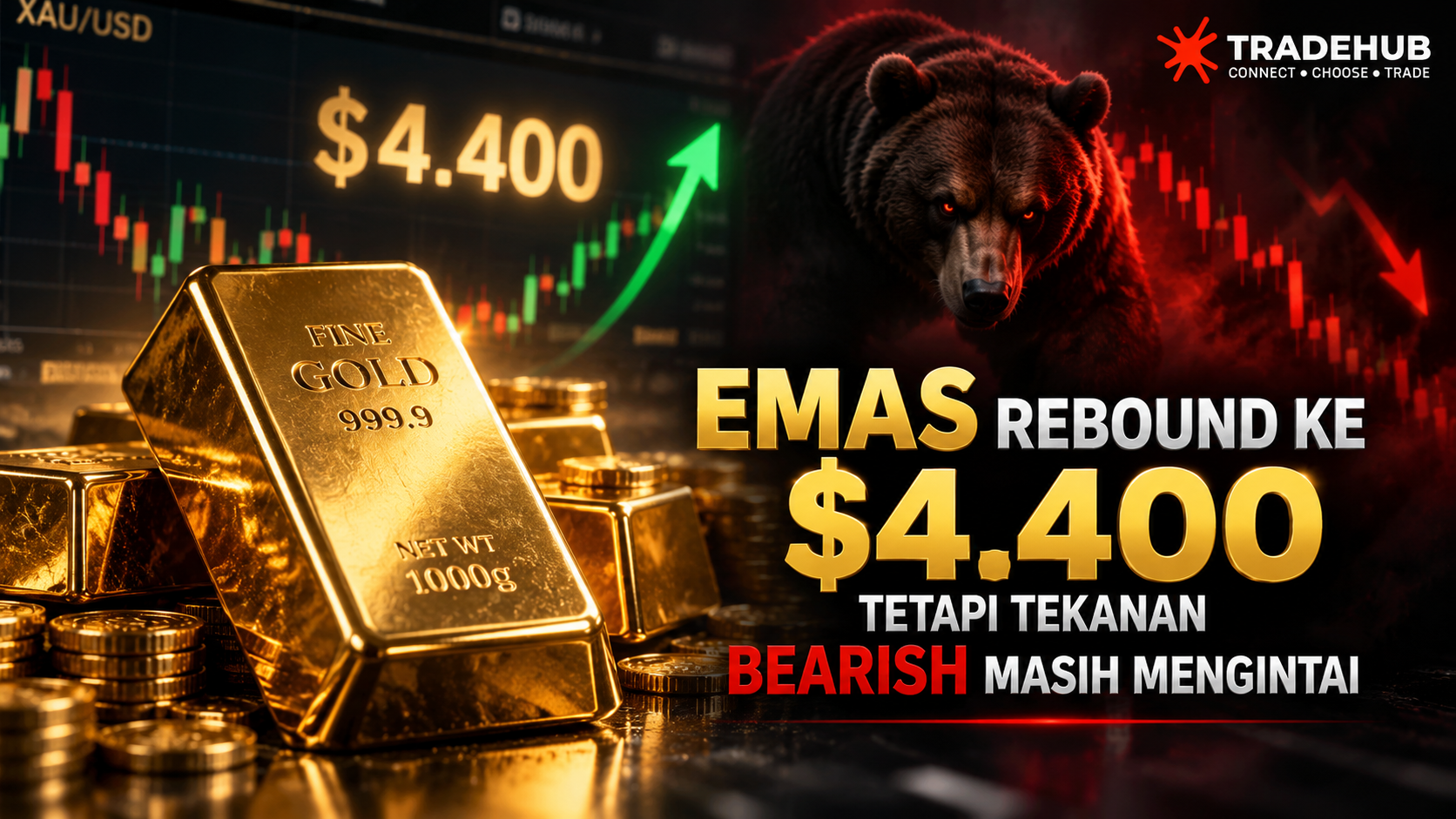 Emas Rebound ke US$4.400, tetapi Tekanan Bearish Masih Mengintai